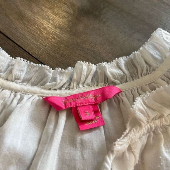 Lilly Pulitzer White Casual‎ Blouse Women Small Bin H-34 - Picture 3 of 7